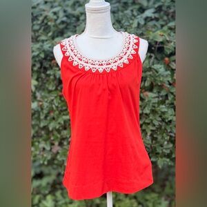 🦋 Banana Republic Sleeveless Top with Embroidered Neckline